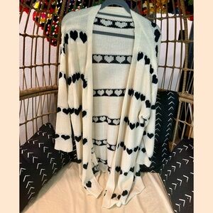 Black And White Heart Cardigan